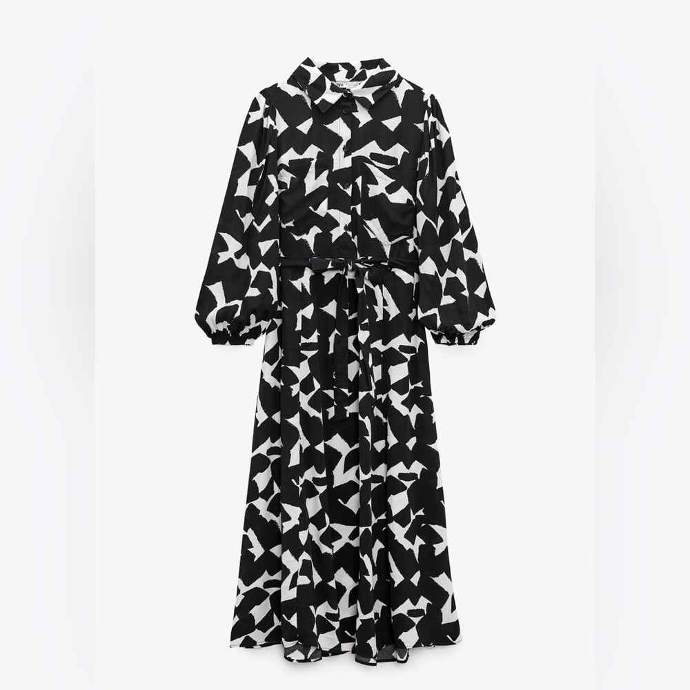 ‼️SOLD ‼️Zara EUC Robe style midi shirt dress.
